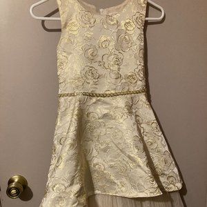 "WONDER NATION" Cream & Gold Holiday Dress